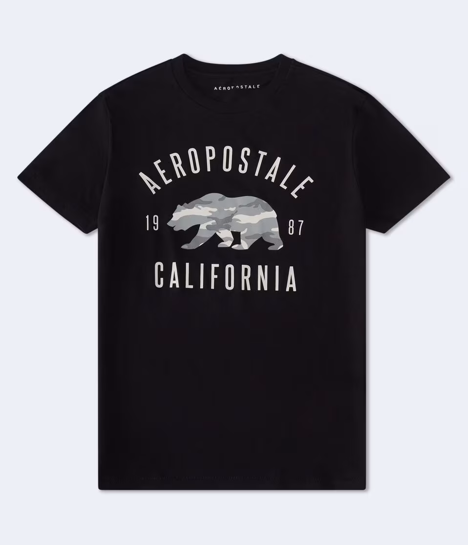 Aeropostale Camo Bear Graphic Tee