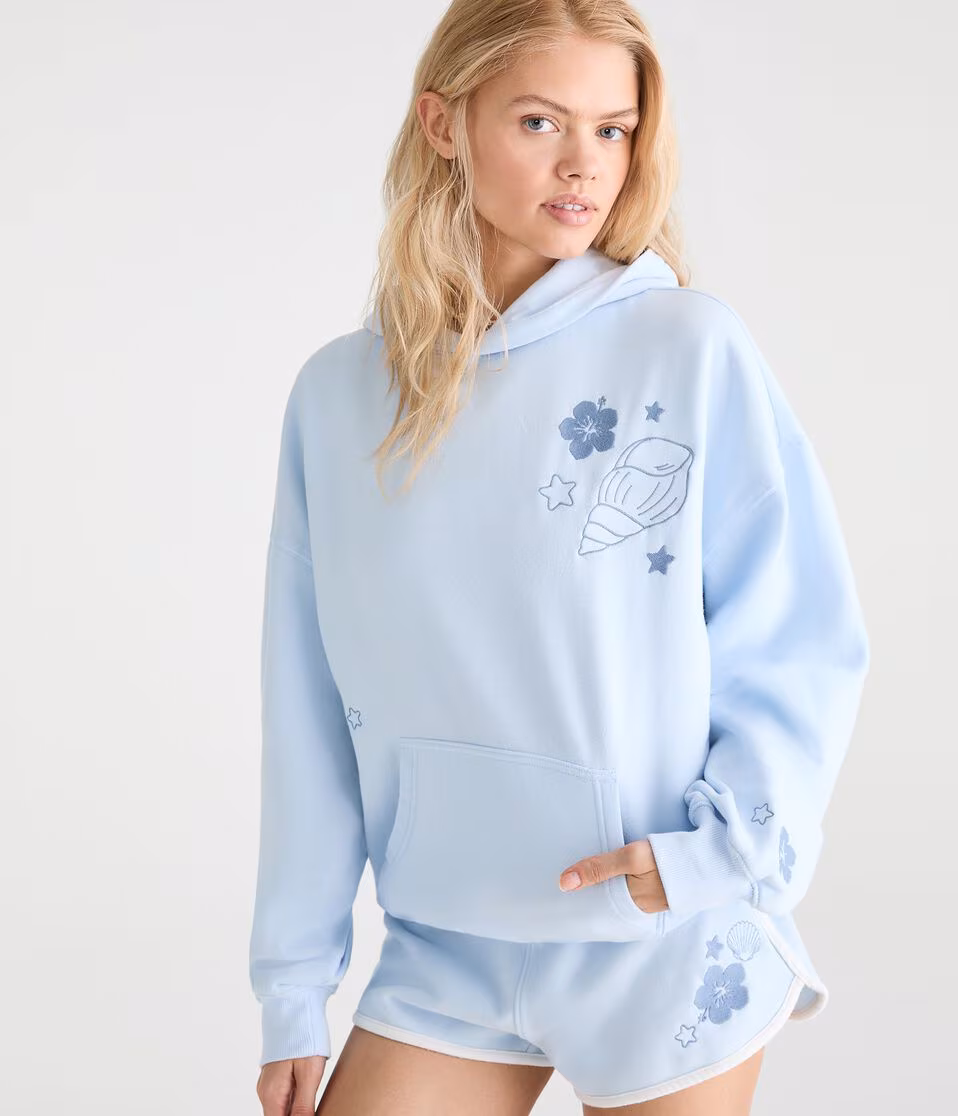 Roxy Hibiscus Oversized Pullover Hoodie