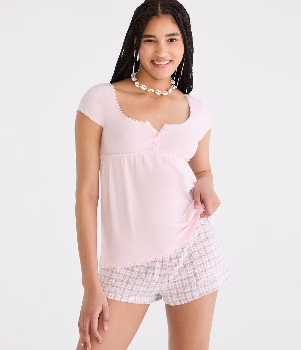Seriously Soft Y2K Babydoll Henley