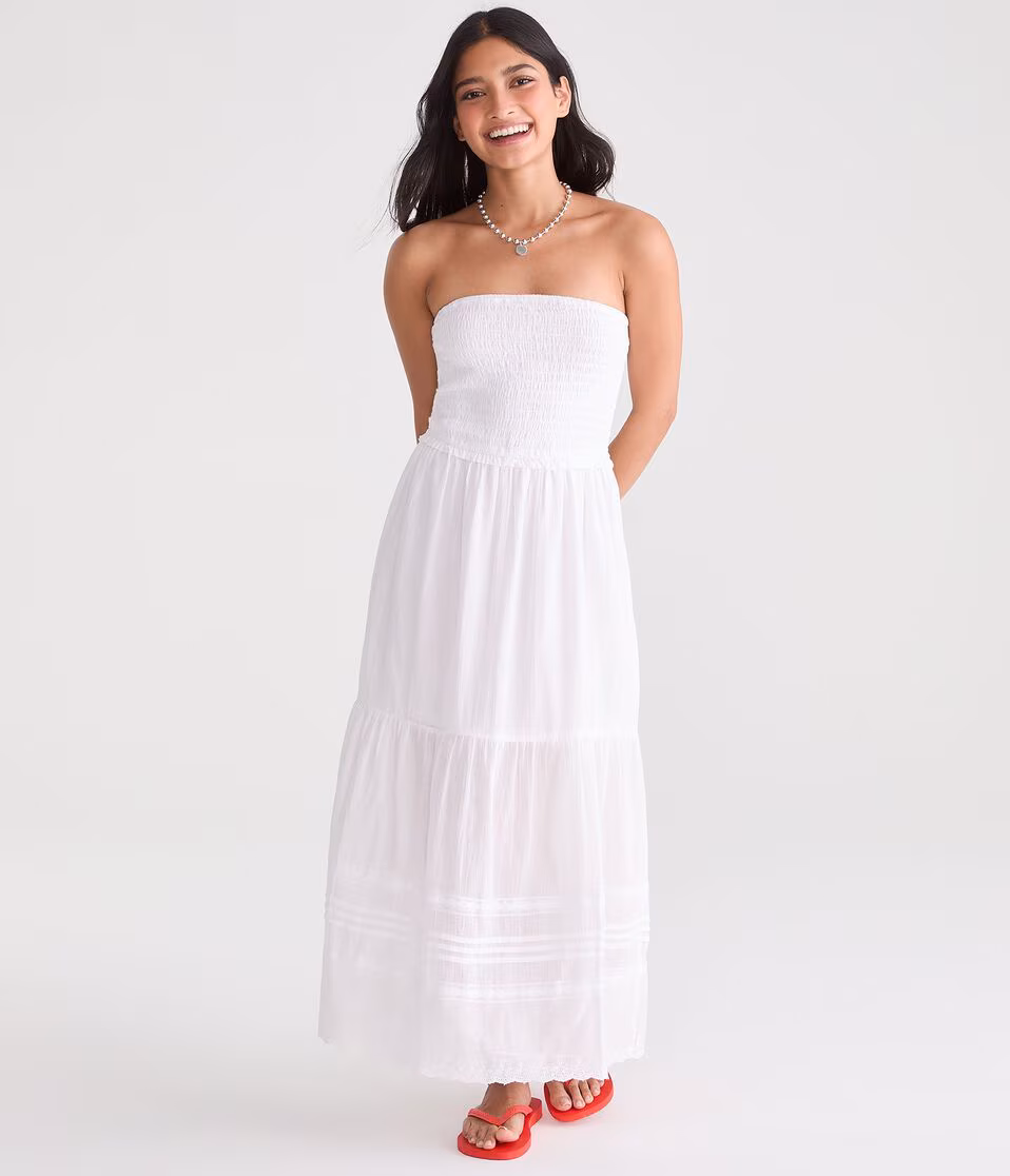 Solid Strapless Tube Midi Dress