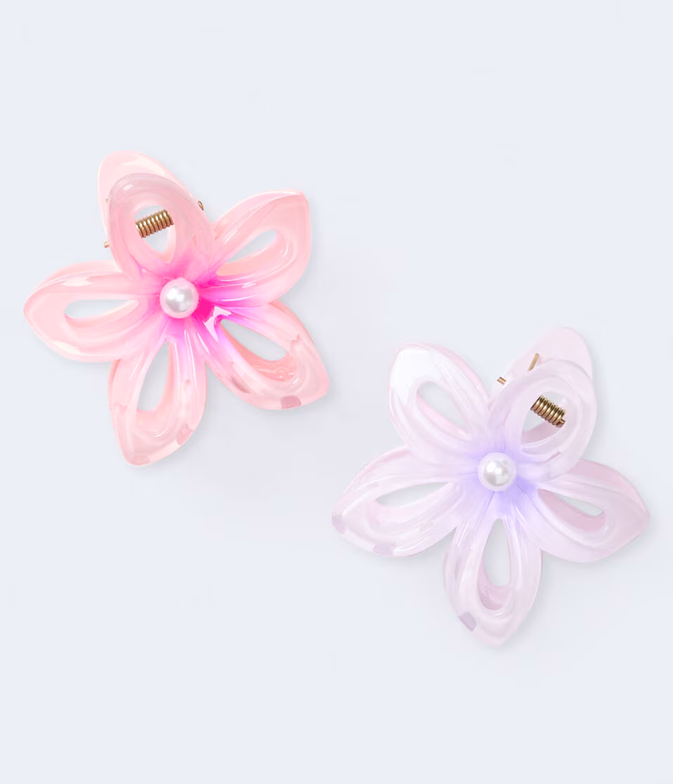 Faux Pearl Flower Claw Hair Clip 2-Pack