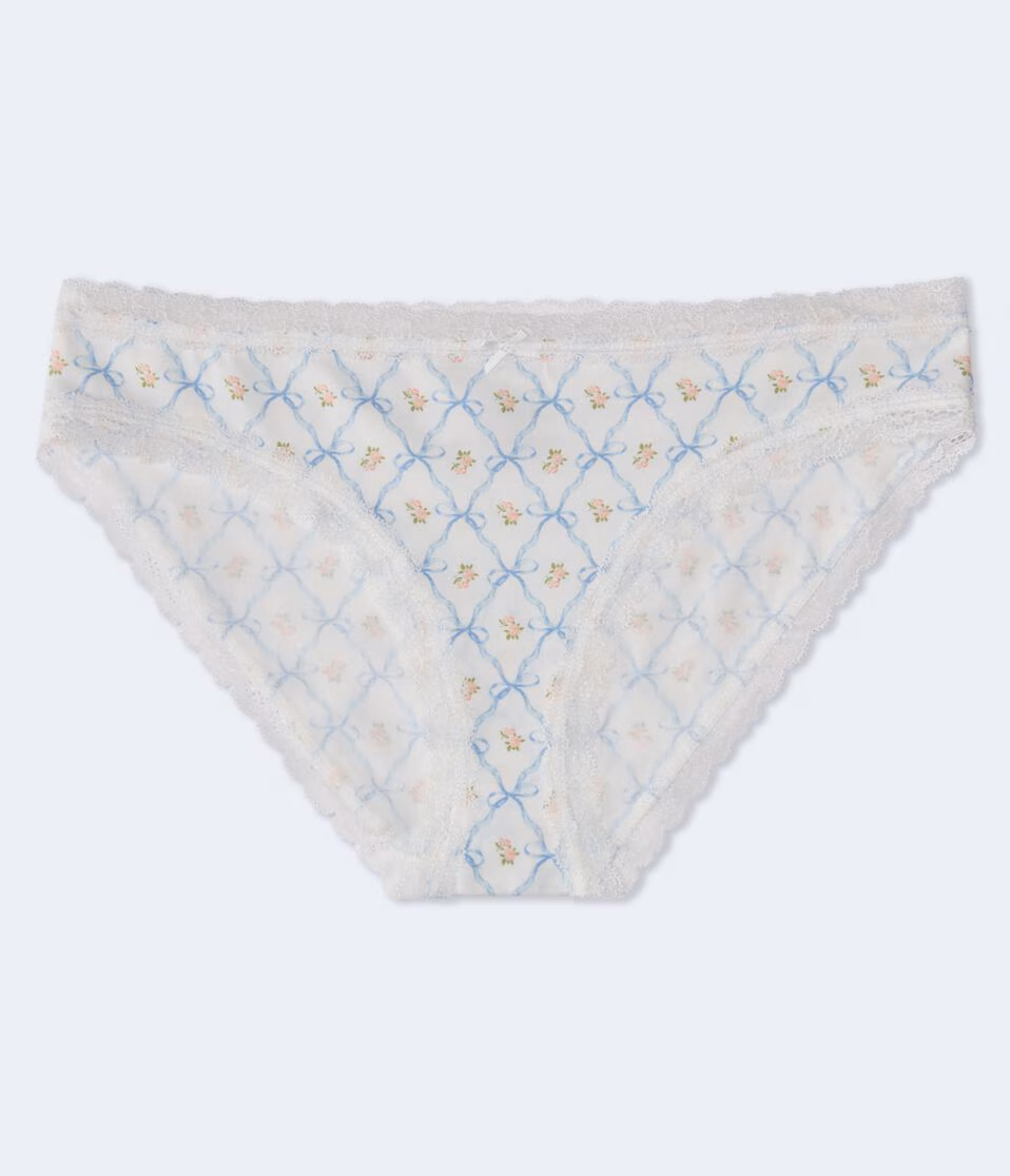 Floral Bow Lace-Trim Hipster