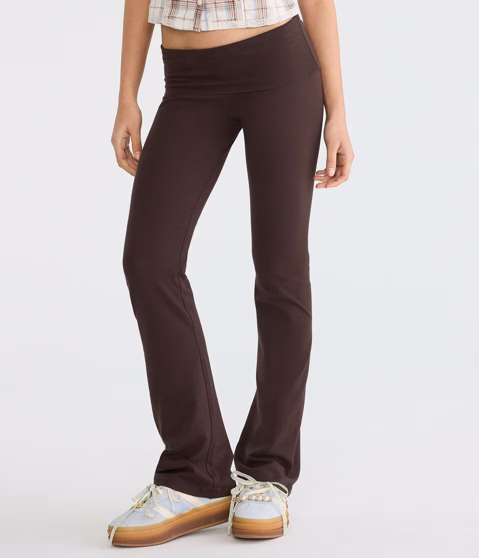 Mid-Rise Fold-Over Bootcut Pants