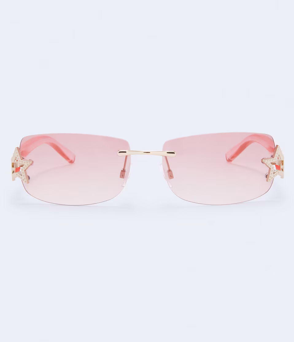 Rimless Rectangular Star Sunglasses