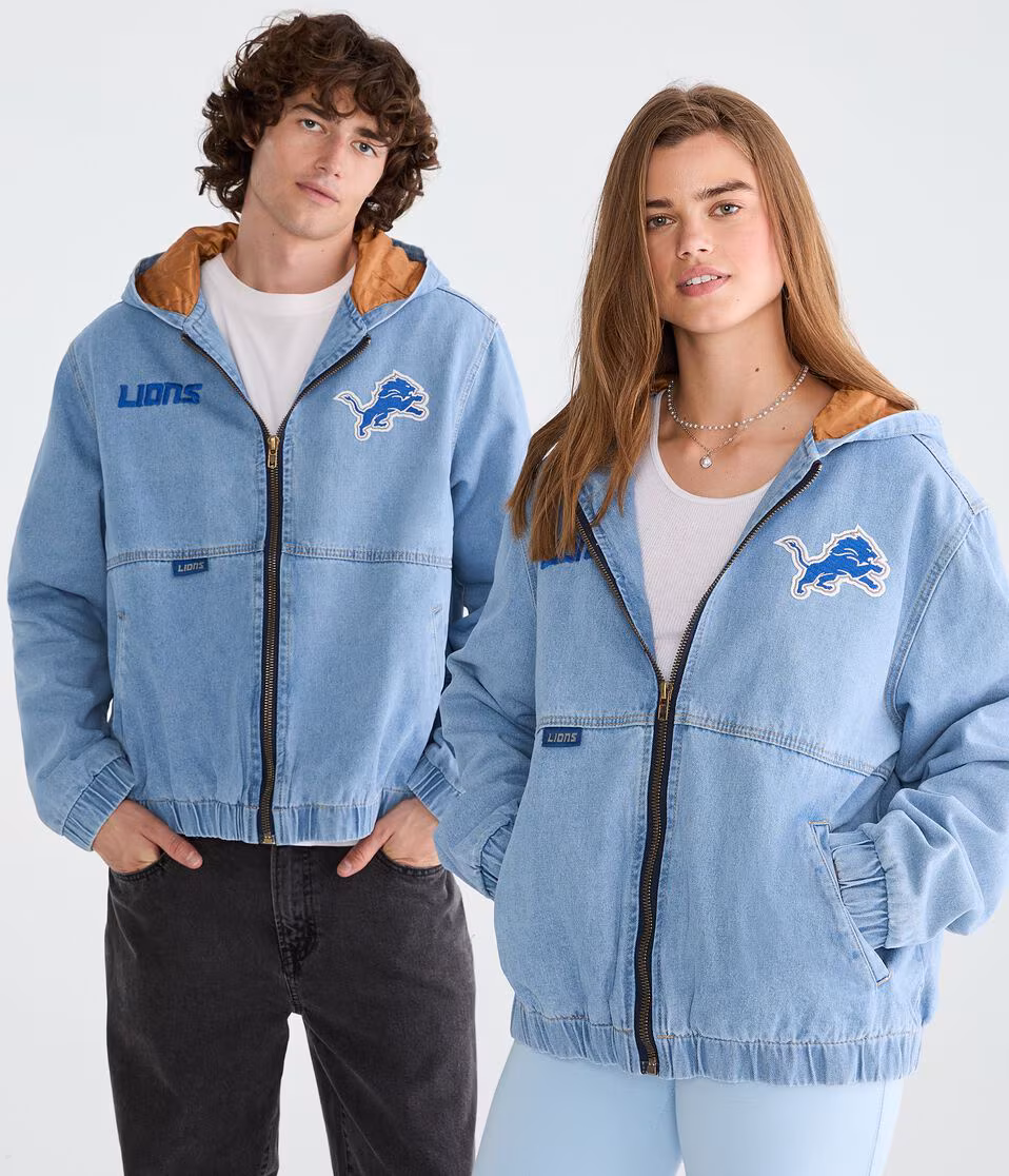 Detroit Lions Full-Zip Hooded Denim Jacket
