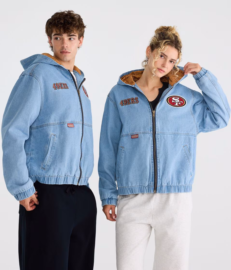 San Francisco 49ers Full-Zip Hooded Denim Jacket
