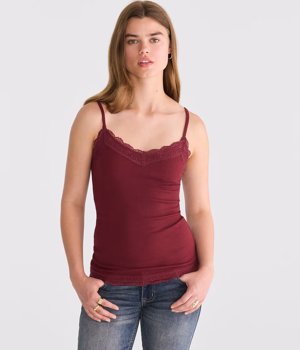 Y2K Lace-Trim Scoop-Neck Cami