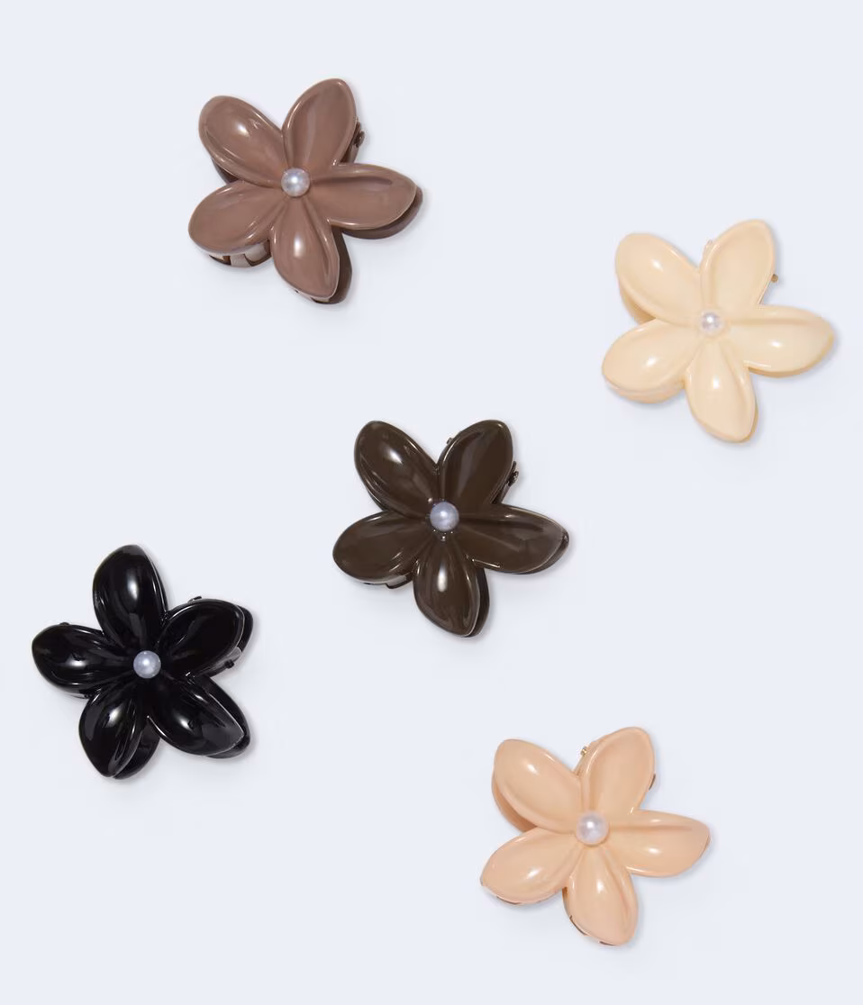 Mini Neutral Tropical Flower Claw Hair Clip 5-Pack