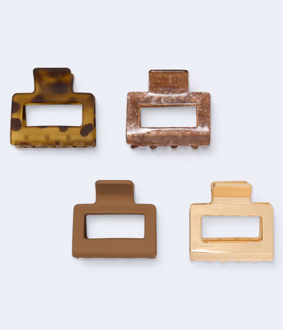 Neutral Square Claw Hair Clip 4-Pack