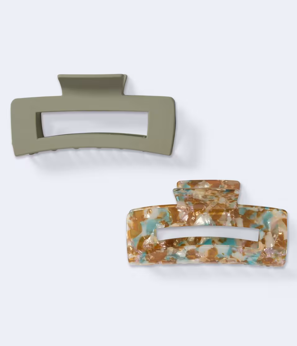 Open Rectangle Claw Hair Clip 2-Pack